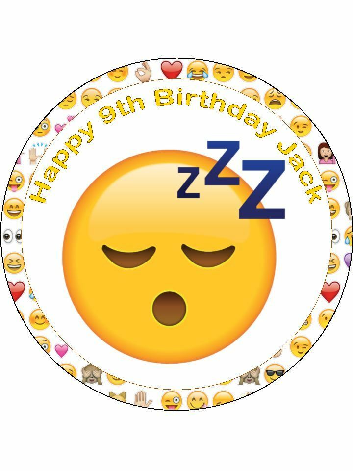 Sleeping emoji smiley Personalised Edible Cake Topper Round Icing Sheet - The Cooks Cupboard Ltd