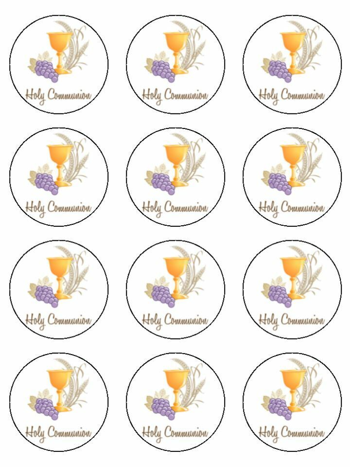 Holy Communion Grapes and Challis Edible Printed Cupcake Toppers Icing Sheet of 12 Toppers