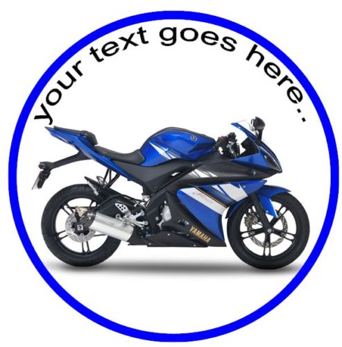 Blue motorbike racing Personalised Edible Cake Topper Round Wafer Card - The Cooks Cupboard Ltd