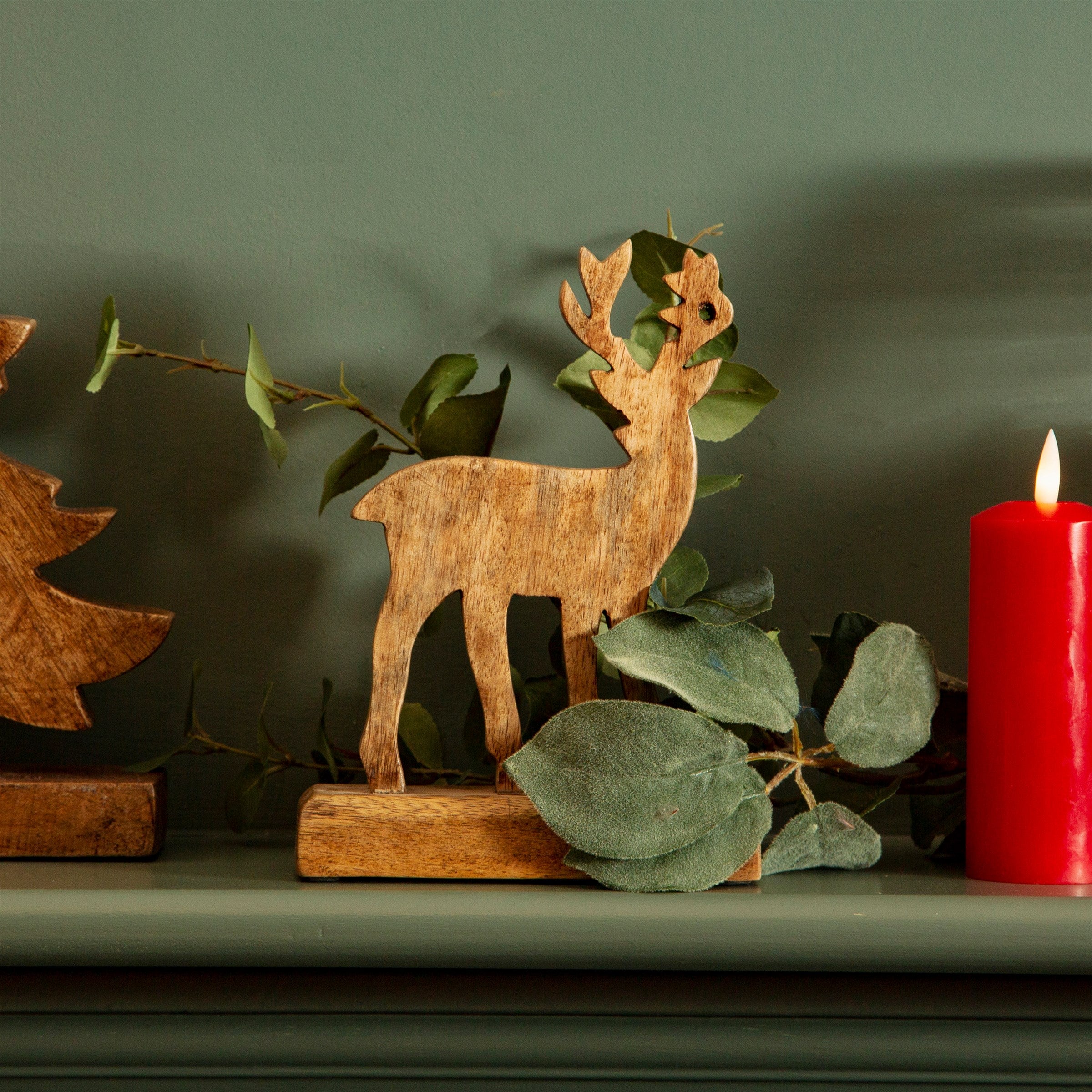 Sass and Belle Natural Wooden Standing Decorative Deer - Kate's Cupboard