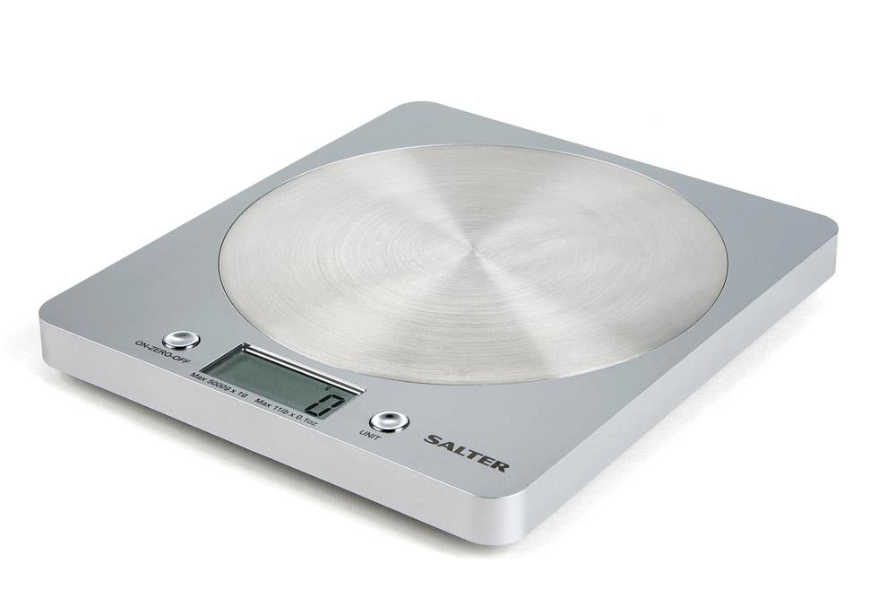 Salter Disc Electronic Digital Kitchen Scales Silver Grey - The Cooks Cupboard Ltd
