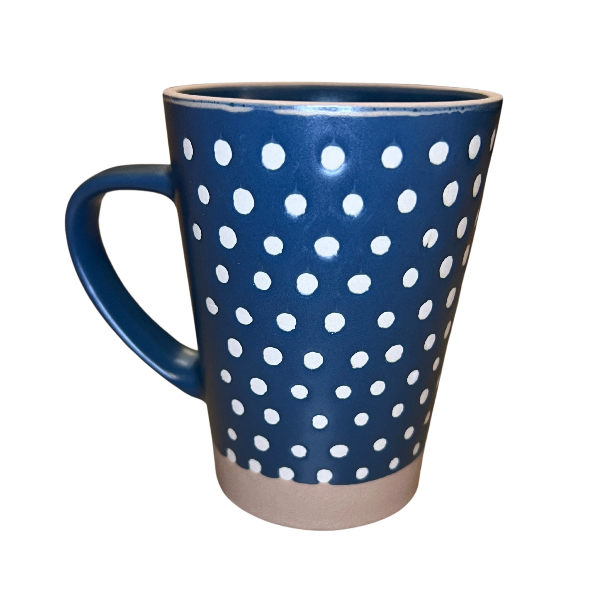 Stoneware Navy Blue Mug with Pola Dot Design