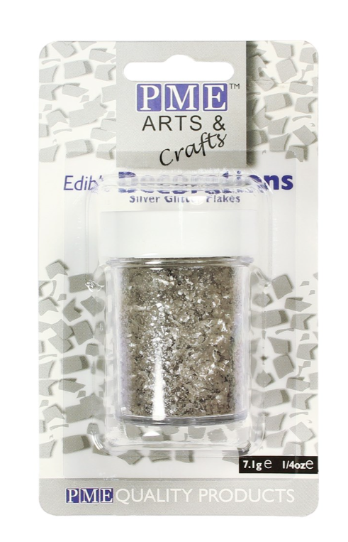 PME Edible Glitter Flakes - 7.1 grams - Silver