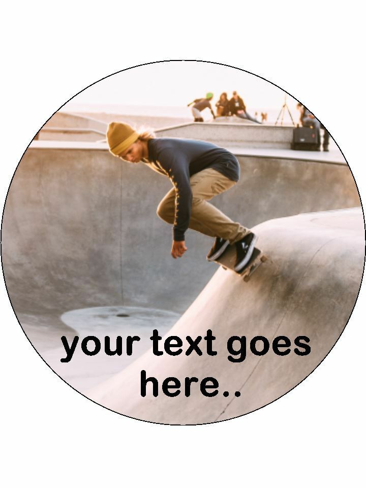 skateboarding fun sport Personalised Edible Cake Topper Round Icing Sheet - The Cooks Cupboard Ltd