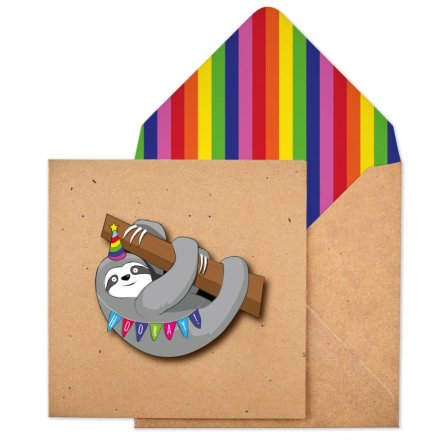 Greeting Card with Envelope - Party Sloth