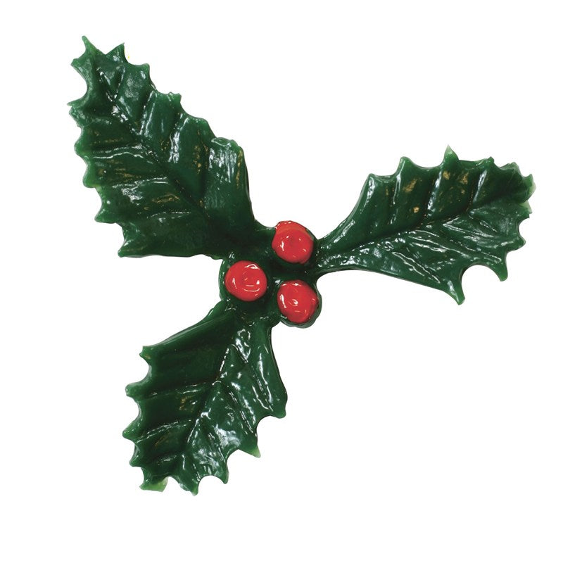 Plastic Holly Christmas Cake or Yule Log Decoration 25mm - The Cooks Cupboard Ltd