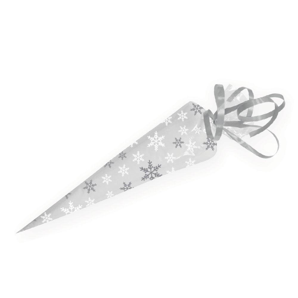 Snowflake Cellophane Cone Bags with Twist Ties - Pack of 20 - The Cooks Cupboard Ltd