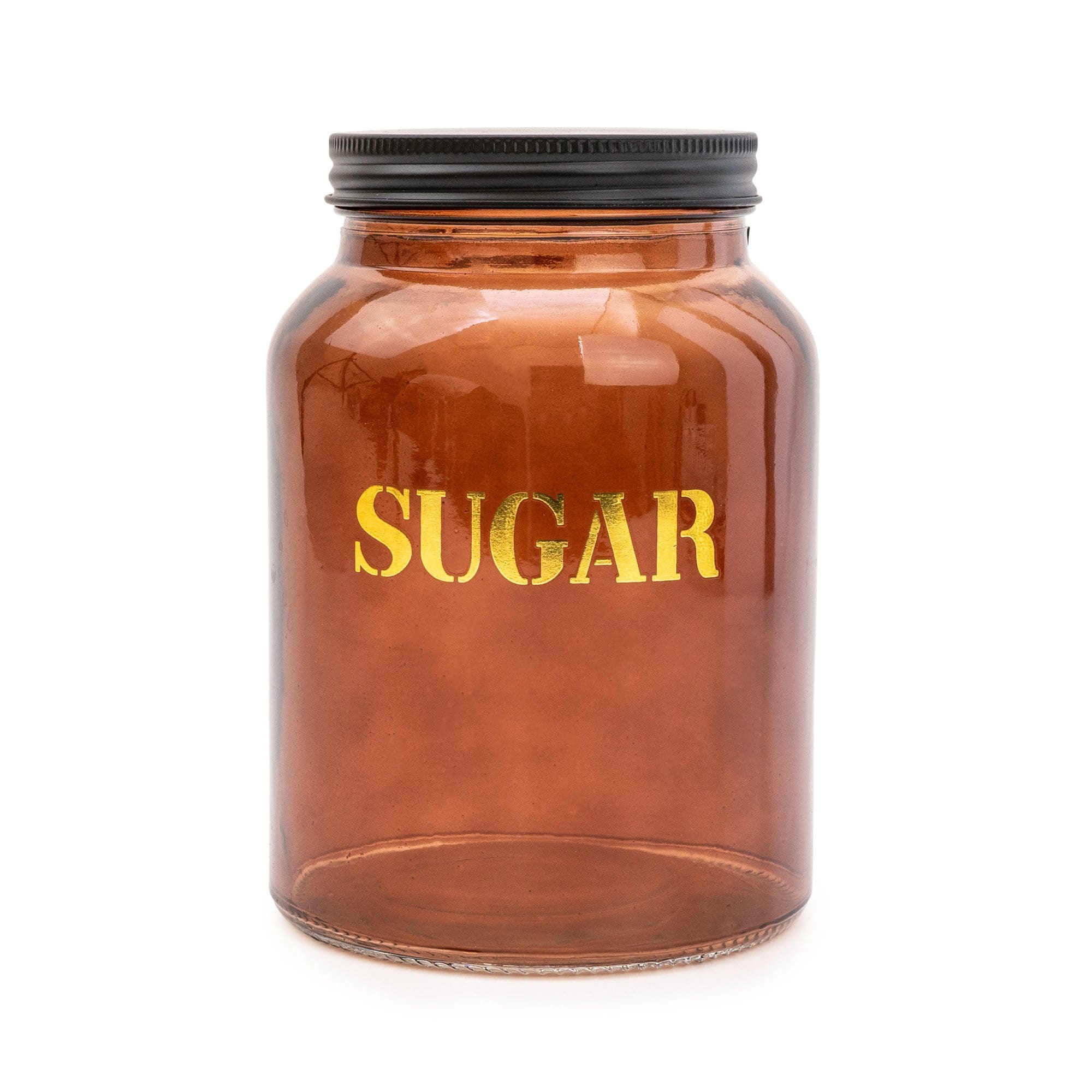 Vintage Style Amber Glass Storage Jar with Gold Detail - Sugar - Kate's Cupboard