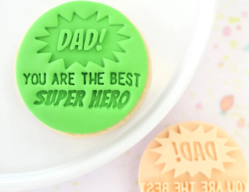 Sweet Stamp Cookie / Cupcake Embosser Press - Happy Easter - Dad You Are The Best Super Hero