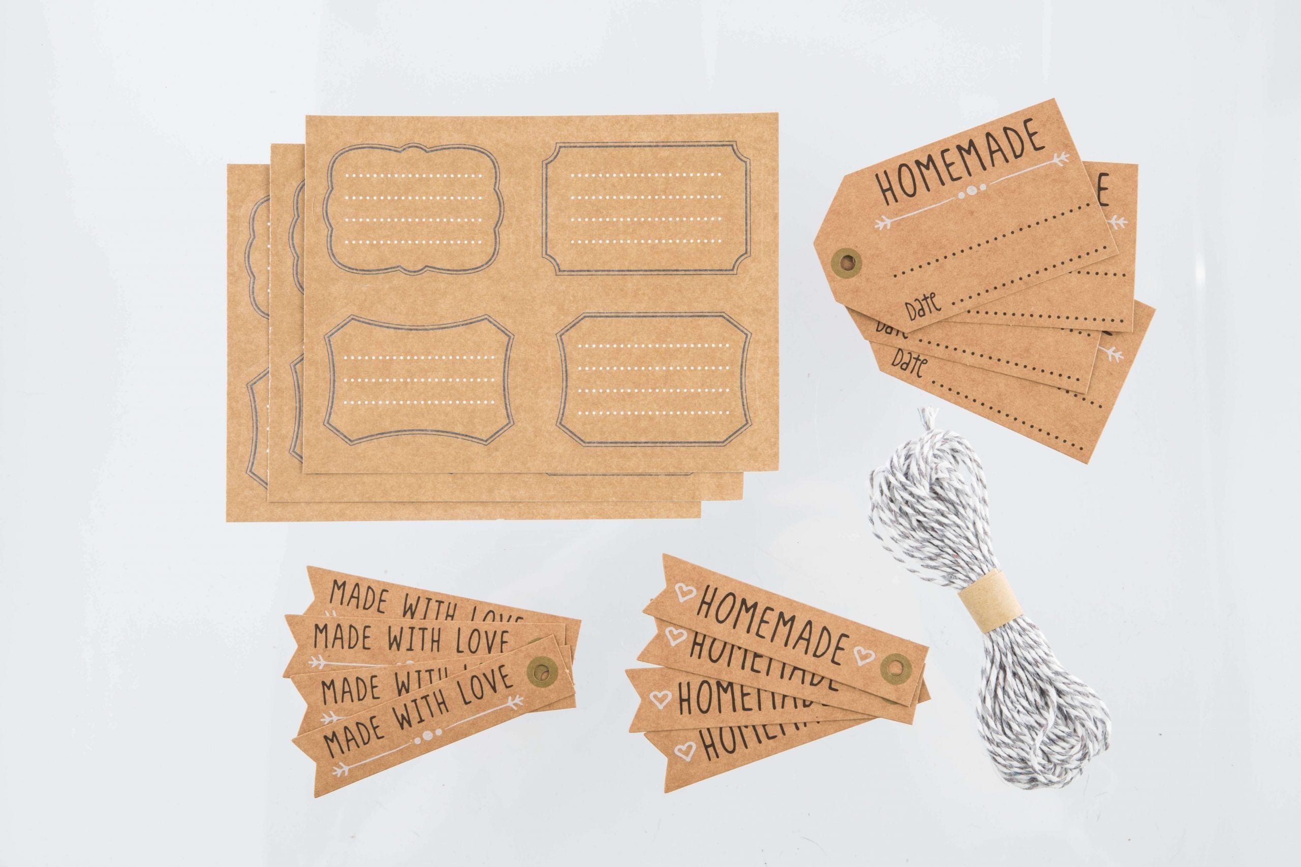 Kitchen Pantry Kraft Style Tag and Label Set - Perfect for Homemade Goodies - The Cooks Cupboard Ltd