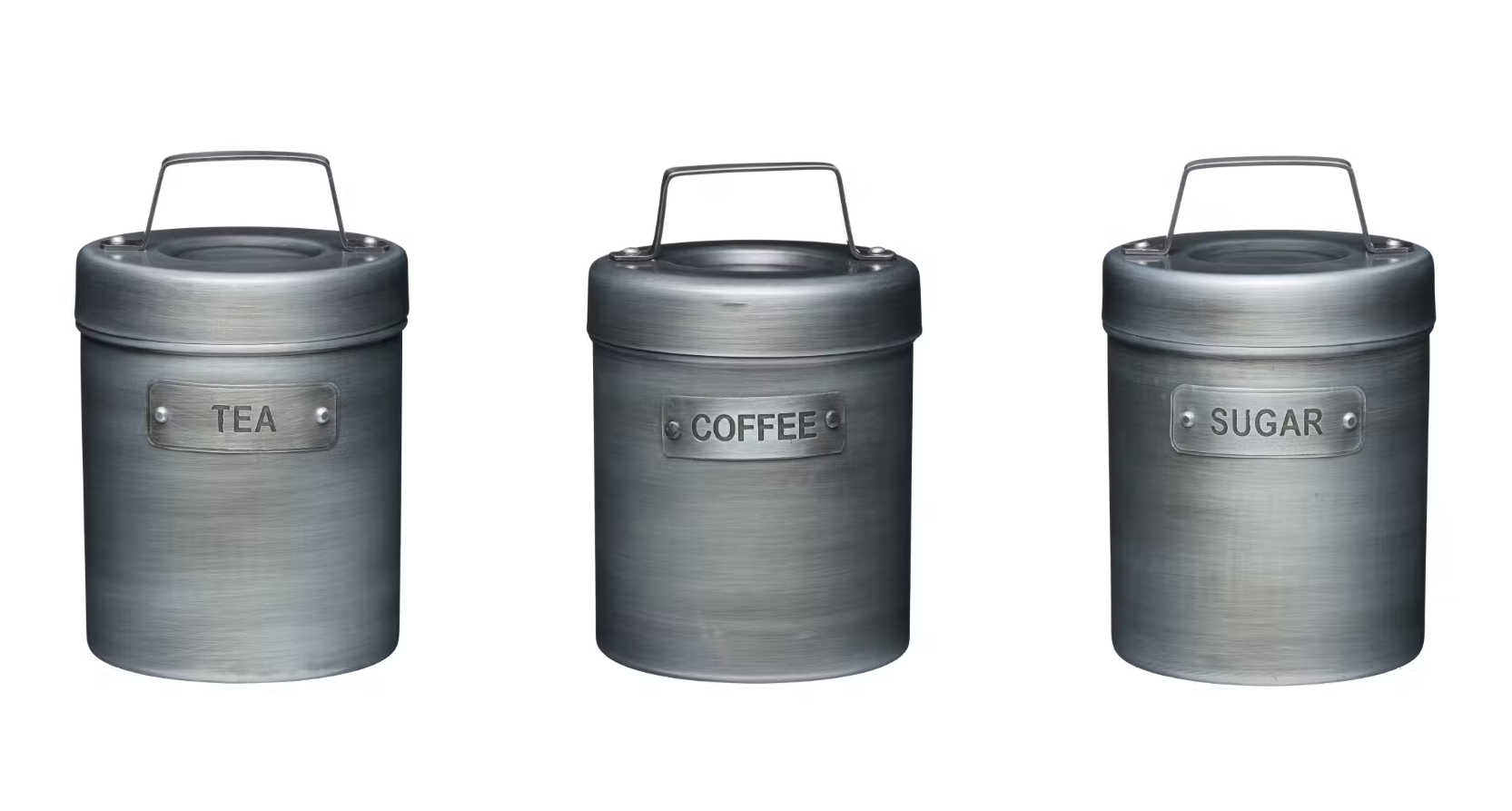 KitchenCraft Industrial Kitchen Tea, Coffee, Sugar Canisters Set of 3