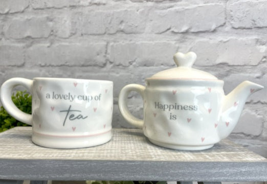 'Happiness is a Love Cup of Tea' Wobbly Style Tea Pot for One - Kate's Cupboard