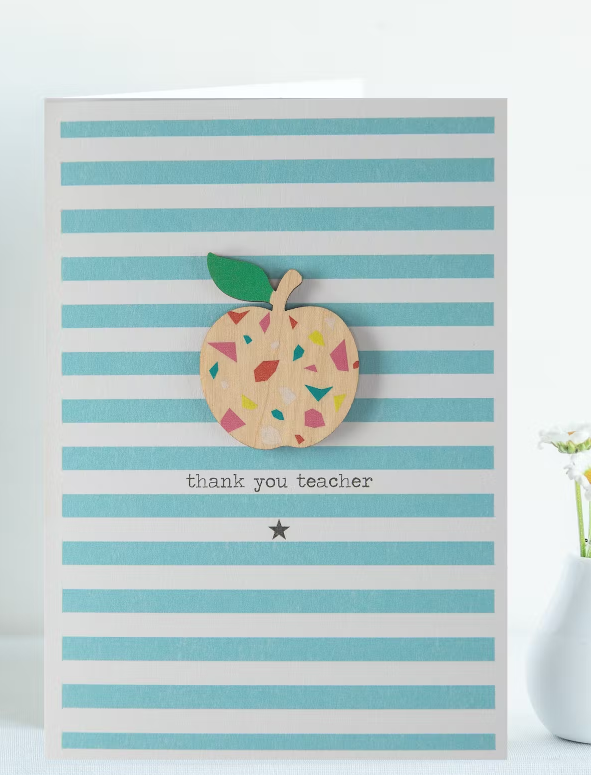 Greeting Card with Envelope - Thank You Teacher with Wooden Apple Detail