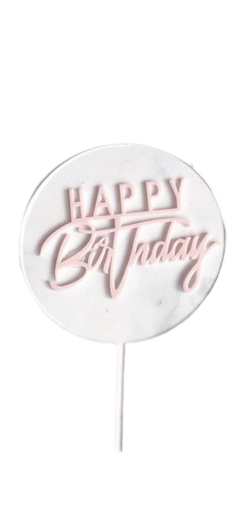 Acrylic Cake Topper Clear with Pink Happy Birthday Overlay - The Cooks Cupboard Ltd