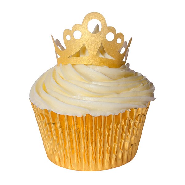 Gold Tiara Edible Wafer Toppers - Pack of 10 tiaras - The Cooks Cupboard Ltd