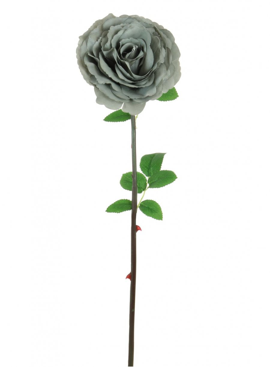Artificial Flower Stem Tudor Rose - Grey - Kate's Cupboard