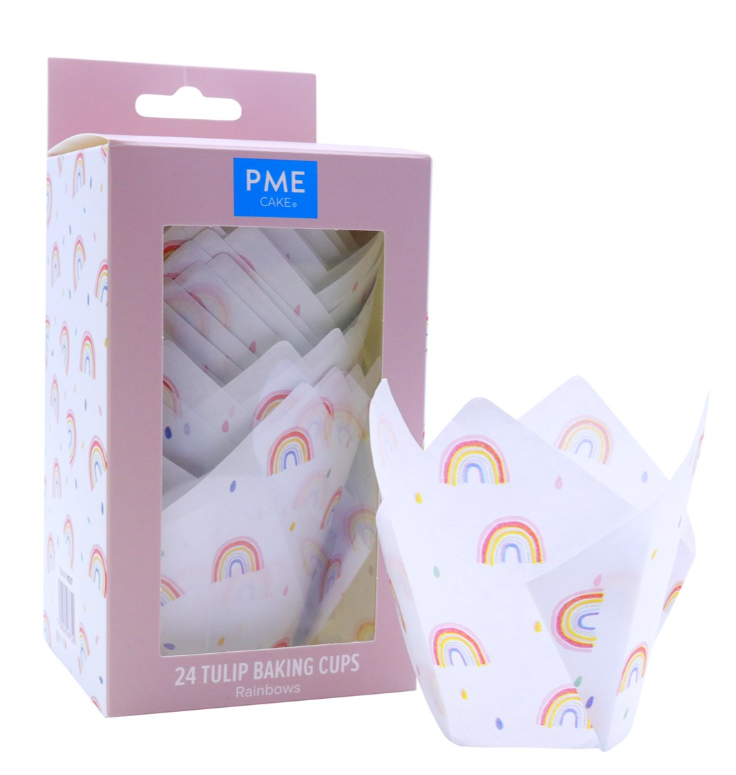 PME Tulip Cupcake / Muffin Baking Cases - Pack of 24 - Rainbow