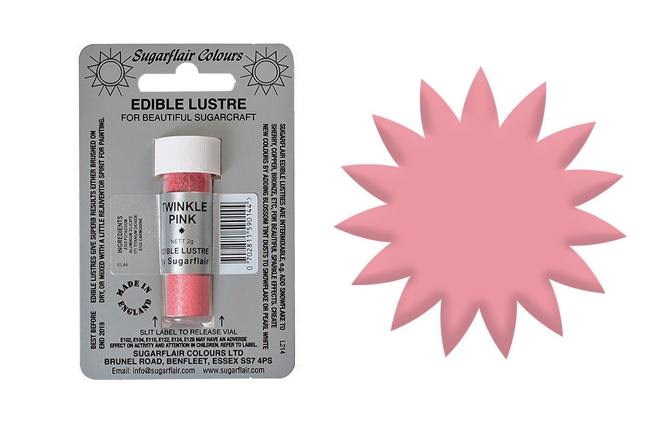 Sugarflair Edible Lustre Dust Twinkle pink - The Cooks Cupboard Ltd