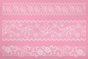 Kitchen Craft Sweetly Does It 40 x 27 cm Silicone Lace Border Icing Mat Pink - The Cooks Cupboard Ltd