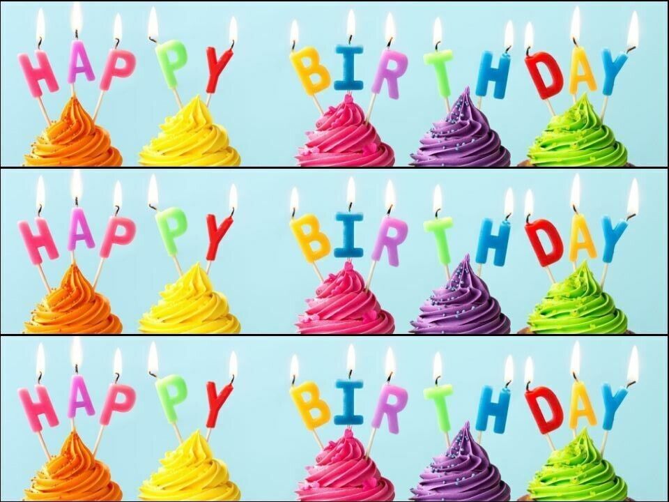 Happy Birthday candles Cake Ribbon Border Edible Printed Icing Sheet Cake Topper