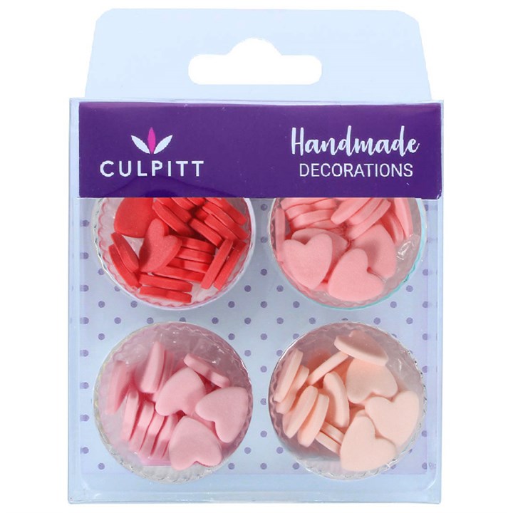 Red & Pink Mini Hearts Sugar Pipings Cake or Cupcake Decorations - Pack Of Approx. 100