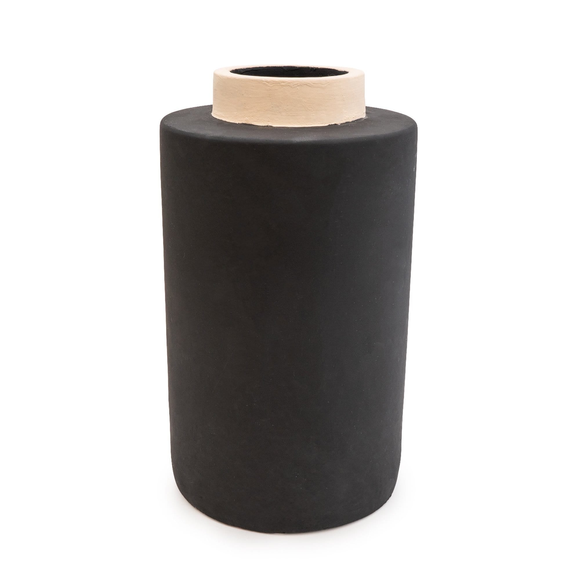 Black Matt Cylinder Large Decorative Vase - Kate's Cupboard