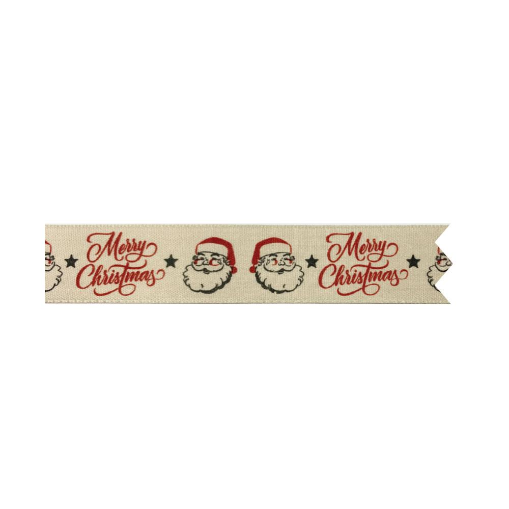 Vintage Style Merry Christmas Santa Ribbon - 25mm width - The Cooks Cupboard Ltd