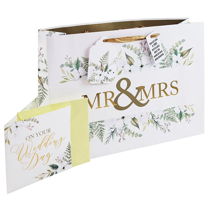 Jeff Banks Mr & Mrs Wedding Gift Bag with Matching Greeting Card