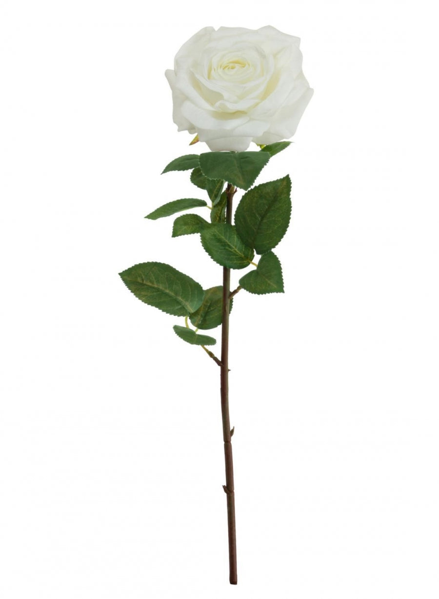 Artificial Flower Silk Long Stem Luna Rose - White / Ivory