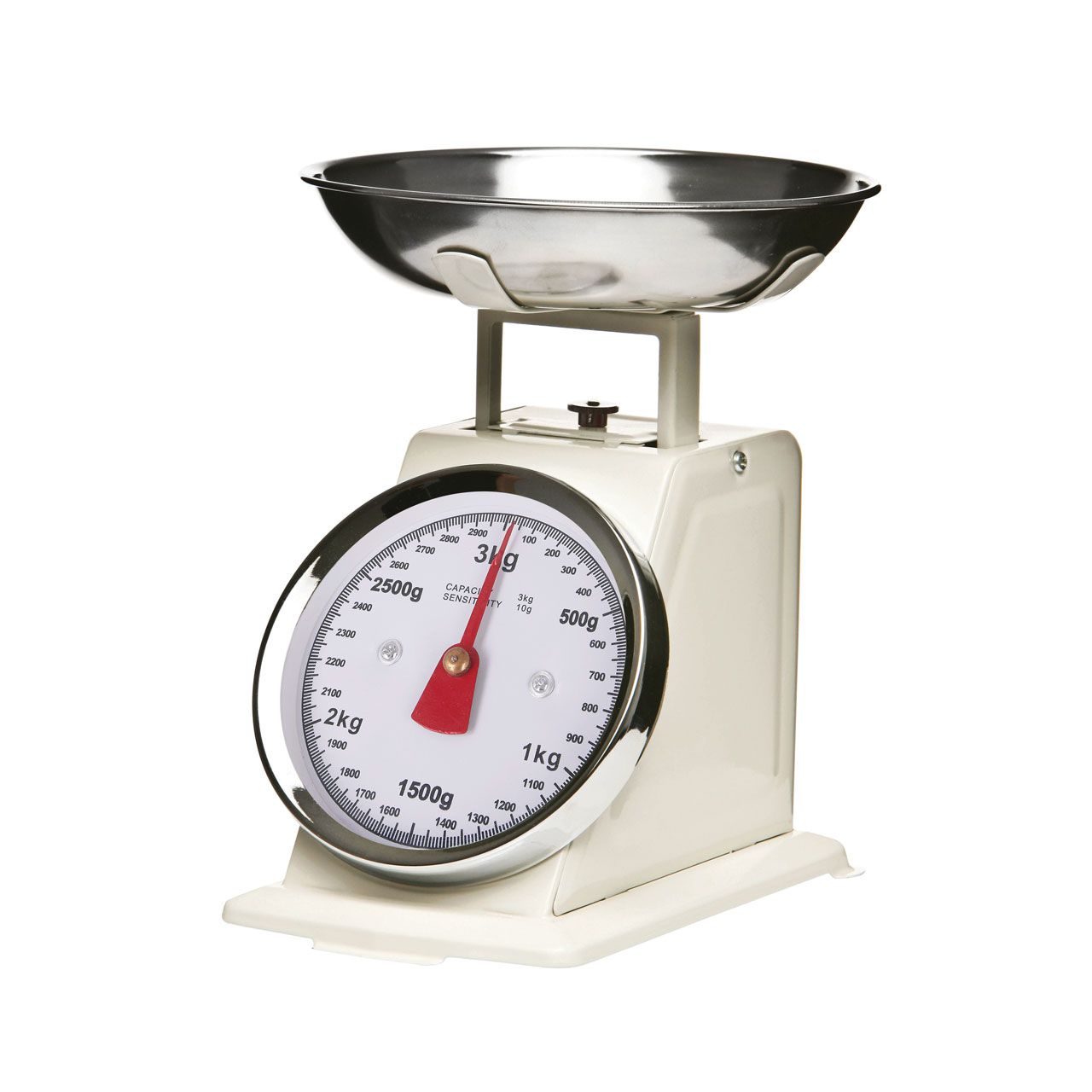 White Mechanical 3KG Traditional Style Kitchen Weighing Scales