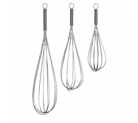 Set of Three Stainless Steel Whisks - The Cooks Cupboard Ltd